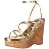 NINE WEST Women's Rachal3 Wedge Sandal, Gold, 10