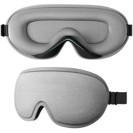 Supefisher Sleeping Mask for Men and Women, 3D Sleeping Mask for Side Sleepers, 100% Light Blocking Sleeping Mask, Adjustable Elastic Band for Travel, Yoga, Nap (Grey)