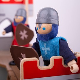 Bigjigs Toys Medieval Wooden Toy Knights - 4 Knights Doll Set for Wooden Castle, Knights Toys, Medieval Dolls House People, Doll's Playsets