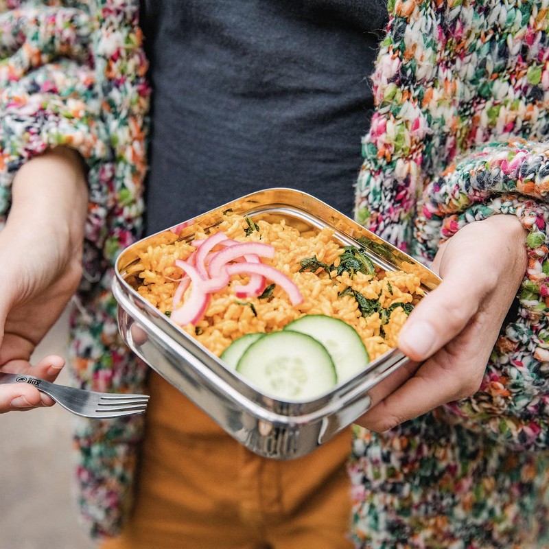 Elephant Box Square Salad Box | Stainless Steel Lunchbox, Salad