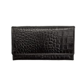 Josephine Osthoff Women's Leather Long Wallet with Zip Small Purse Credit Card Holder RFID Protection Wallet with Coin Compartment (904), KK-Black, coin purse