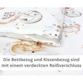 TupTam Baby Crib Pram Bedding Set Duvet Pillow - 4 pieces, Animals on clouds, 80x80 cm