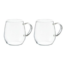 HARIO RDM-1824 Round Mug, Set of 2, 12.2 fl oz (360 ml), Coffee/Tea Glass, Microwave and Dishwasher Safe, Heat-Resistant Glass, Made in Japan