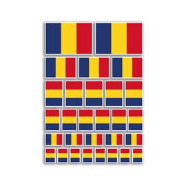 A4 Sticker Sheet Romania Flags Vinyl Stickers - Romanian Country Europe World National Flag Vacation Travel Holiday Car Aesthetic #80061