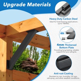 Set of 8 Heavy Duty 45 Degree Angle Brackets, 4x4 Pergola Brackets Kit for Wooden Structures Such as Gazebos, Pergolas