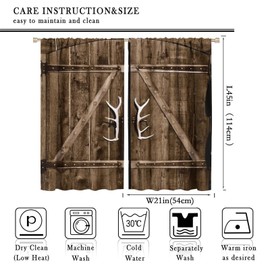 GoDazzling Rustic Barn Farm House Door Blackout Window Curtains, Wooden Barn Door Rod Pocket Darkening Curtain, for Bedroom Living Room 42x45in 2 Panels