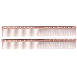 Pack of 2 Haircut Comb Professional Stainless Steel Hairdressing Salon Comb Hairdressing Comb Styling Tool for Hairdresser and Hair Cutting for Men and Women (Rose Gold)