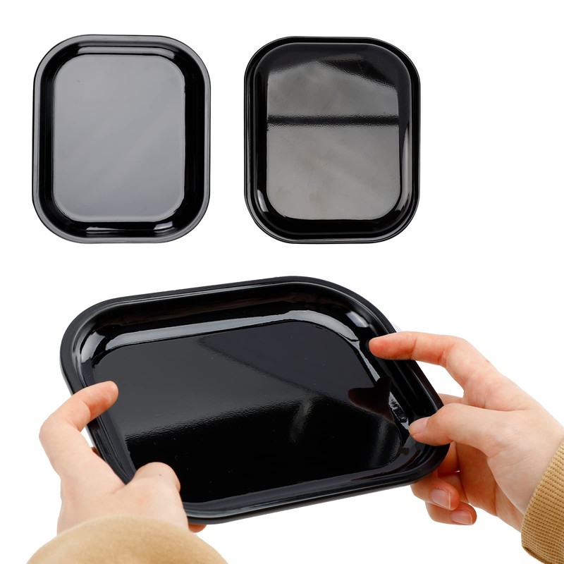 Metal Tray with Soft Magnetic Lid Black Tray with Spill
