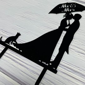 Decoración para tarta de Mr. and Mrs para decoración de tartas de aniversario de boda, acrílico negro