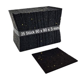 My Plast Rubber Granulate Patio Pads, Rubber Building Protection Mat for Deck, Porch, Patio, Non-Slip, Waterproof, Weatherproof, Spacers for Wooden Floors, 90 x 90 x 3 mm, Pack of 25