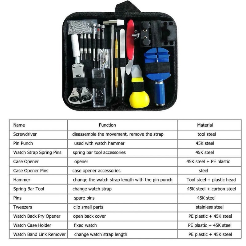 WatchToolsCo Watch Repair Kit Link Removal Tool Band Adjustment Battery