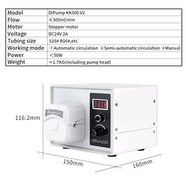Kamoer DIPump-KK300 4 rotors 0-300ml/min high flow peristaltic pump 24V stepper motor intelligent variable speed high flow lab liquid dosing pump
