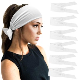 DRESHOW 6 PCS Adjustable Headbands for Women Knotted Headbands Elastic Non-Slip Fashion Hair Bands for Workout Sports Running Yoga