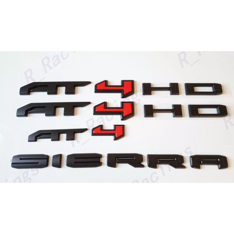 Auto Door Rear Matte Black Red AT4 HD Sierra Emblem
