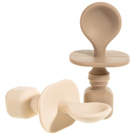 Silicone Baby Spoons for Baby Led Weaning 2-Pack, First Stage Baby Feeding Spoon Set Gum Friendly BPA Lead Phthalate and Plastic FreeTan