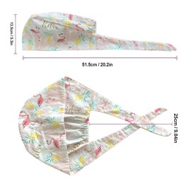 Siribelle Pack of 2 surgical caps, women's and men's long hair surgical cap, adjustable, 100% cotton, work cap for nurse, dentist with button, Pink and blue