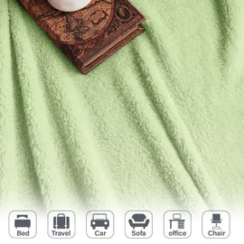 SeaBeauty Sherpa Throw Blanket for Couch, Soft Warm Thick Blanket Cozy Fluffy Microfiber Throw Flannel Double Reversible Luxurious Blankets for Bed Sofa, Sage Green King Size 104"x90"