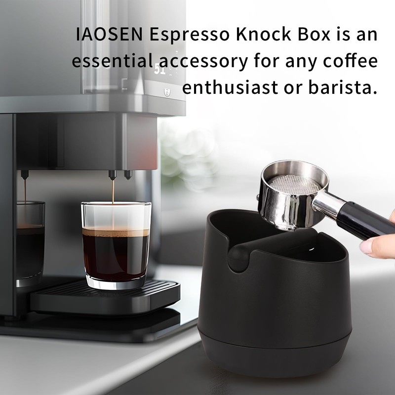 IAOSEN Knock Box 6 Inch Espresso Knock Box Shock-Absorbent Knock