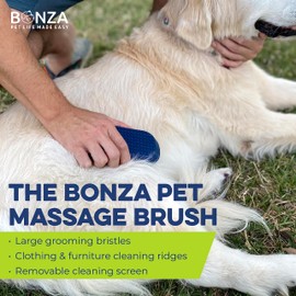 Bonza Silicone Dog Brush - Dog Brush for Shedding & Massage, Cat Bath Scrubber for Easy Shampoo, Pet Grooming Tool with Removable Hair Screen, Navy Blue, Silicone
