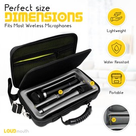 LOUDmouth Dual Wireless Microphone Case | Hard Shell Travel EVA Storage Box for Two Wireless Mics | Hardshell Carrying Case | CASE ONLY | 12.5" x 7" x 3.25"
