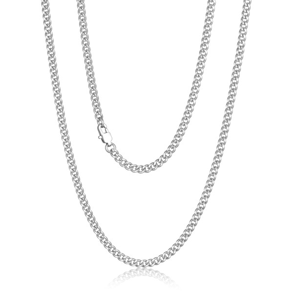 HEXALOVA 3.6mm Cuban Link Chain for Men Silver Chain for
