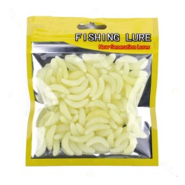 50 Gusanos De Pan, Luminosos, Pesca, Lubina, Trucha, Etc.