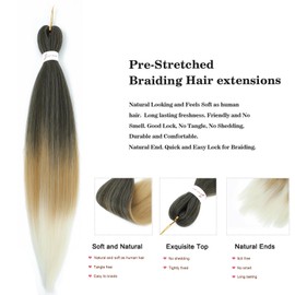 Pre Stretched Braiding Hair Extensions -Hot Water Setting Omber Braiding Crochet Hair PreStretched Braiding Hair braids Extensions (30 Inch (Pack of 8), 1B/27/613#)