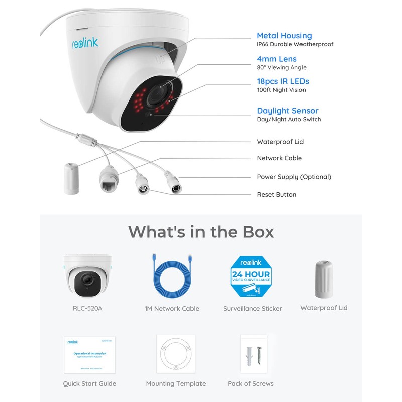 Reolink 5MP PoE Security Camera Outdoor with Human/Vehicle Detection, Smart