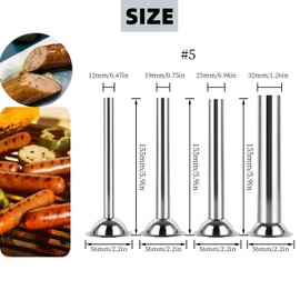 Vexillaris #5 Meat Grinder Sausage Stuffing Tube Sausage Stuffing Tubes Stuffing Nozzles Stainless Steel Sausage Maker Tubes 4 Tubes with Openings of 5/4”, 1”, 3/4”, 1/2”