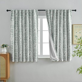 OVZME Sage Green Medallion Blackout Curtains for Bedroom 63 Inch Length 2 Panels, Thermal Insulated Double Layer Blackout Curtain for Living Room, Rod Pocket Back Tab Window Drapes, 52Wx63L Inches