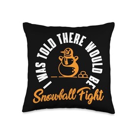 Funny Snowball Fights Design Christmas Holiday Funny Snowball Fighter Costume Winter Decoration Throw Pillow, 16x16, Multicolor