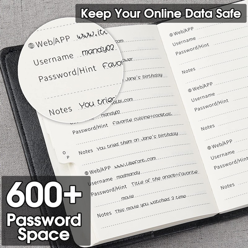 WEMATE Password Book with Lock, Password Book with Alphabetical Tabs