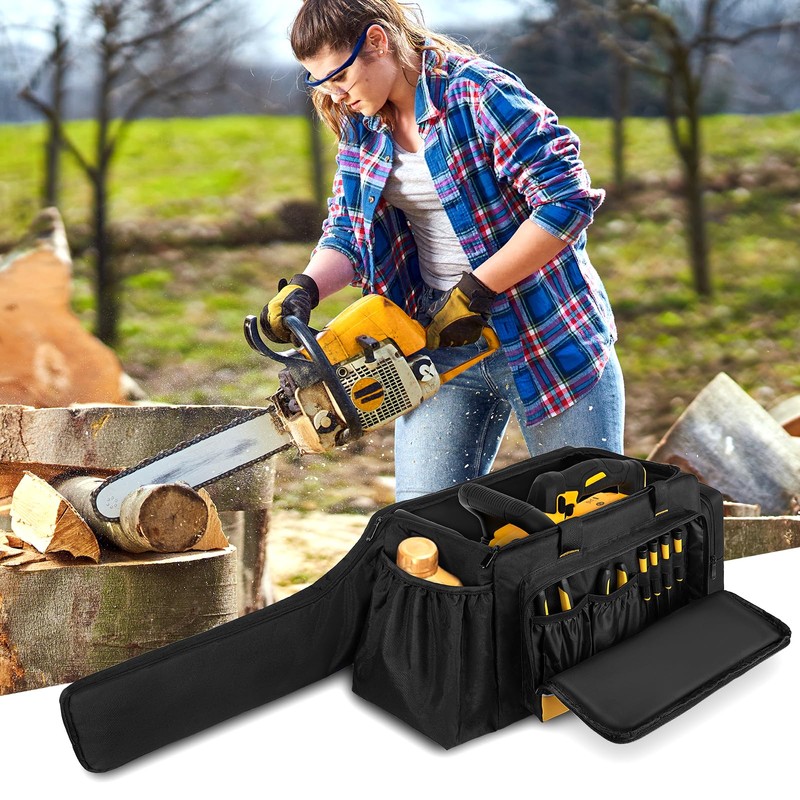Chainsaw Carrying Case, Waterproof Foldable Chainsaw Storage Bag Compatible with