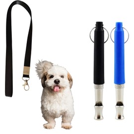 Bailinks Professional Ultrasonic Dog Whistle Set–Adjustable Frequency for Effective Training and Recall – Silent Anti-Bark Whistles with Lanyards for Pets (Black & Blue)