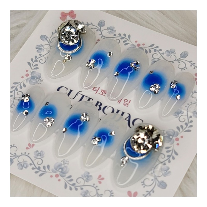 Blue Hole Deep Ocean Handmade Nail Tips - Square S