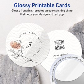 Avery Printable Round Cards with Sure Feed Technology, 3" Diameter, Glossy White Cardstock, Print-to-The-Edge, Laser/Inkjet, 60 Total, Great for Round Business Cards and Note Cards