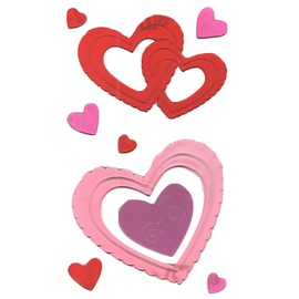 Valentine Reusable Gel Window Clings ~ Interlocking Hearts, Fancy and Solid Hearts (9 Clings, 1 Sheet)