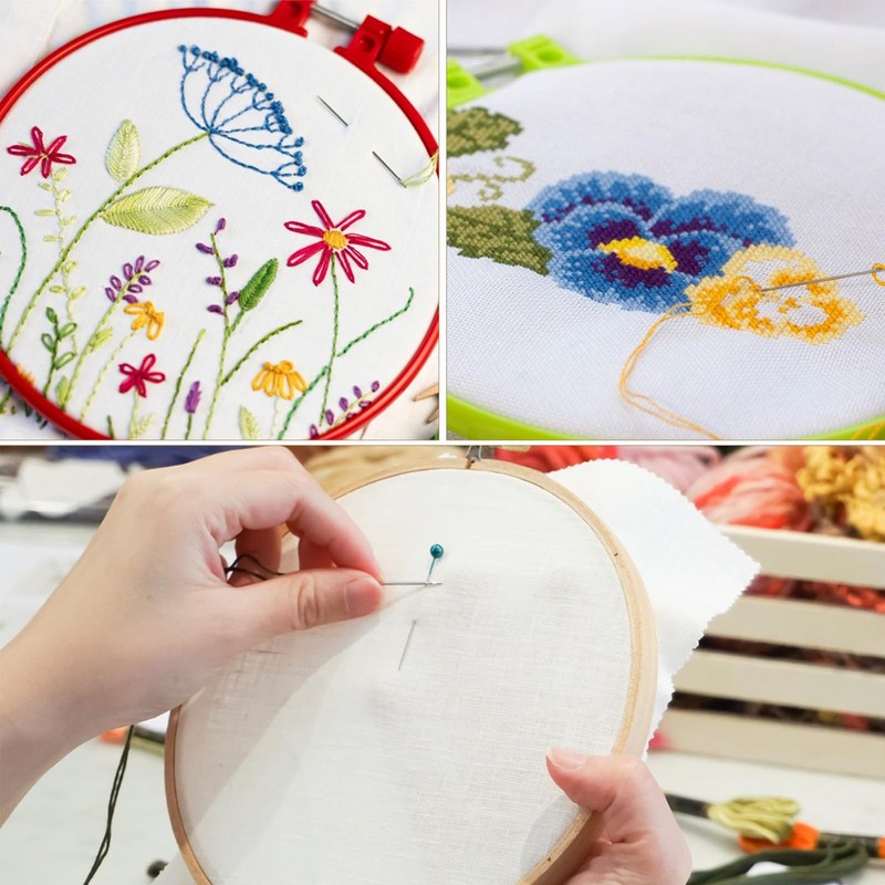 16 PCS Embroidery Cloth Pre-Cut Hand Embroidery Fabric 4 Sizes