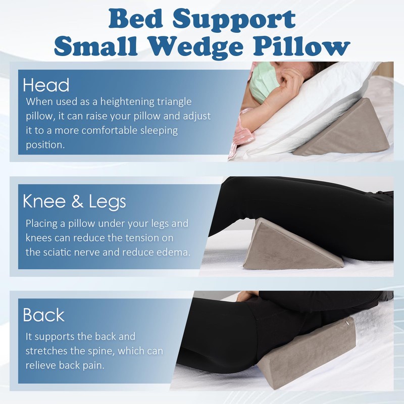 Small Wedge Pillow, Wedge Pillow for Bed Sores, Positioning Pillow,
