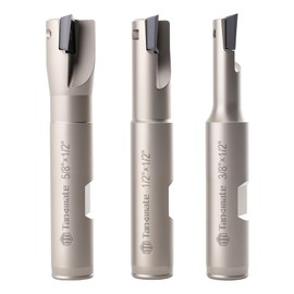 Tanomate Nickel Plated 3Pcs 1/2" Shank 90 Degree Square Shoulder Indexable Carbide End Mill Set, 3/8", 1/2", 5/8" Cutting Dia, 3" Length, with Aluminum Storage Case