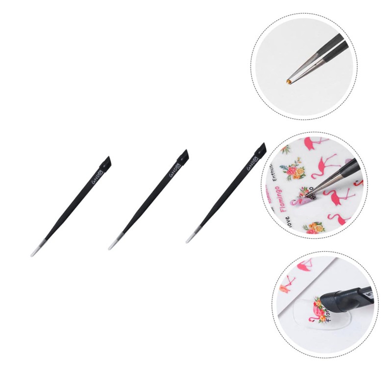 jojofuny Quality Material Nail Tweezers 3pcs Rhinestone Picker Tool for