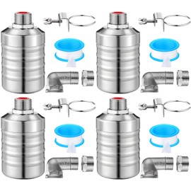 MorningRo 4 Pack Water Float Valve 1/2" to 3/4'' Auto Shut off Water Tank Float Valve 304 Stainless Steel Fully Automatic Level Control for Pool, Livestock Troughs (Classic Style)