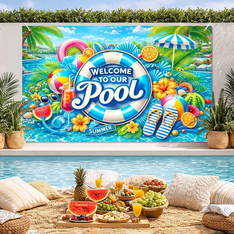 BlissYard Hello Summer Banner 71 x 43 Inches Welcome to