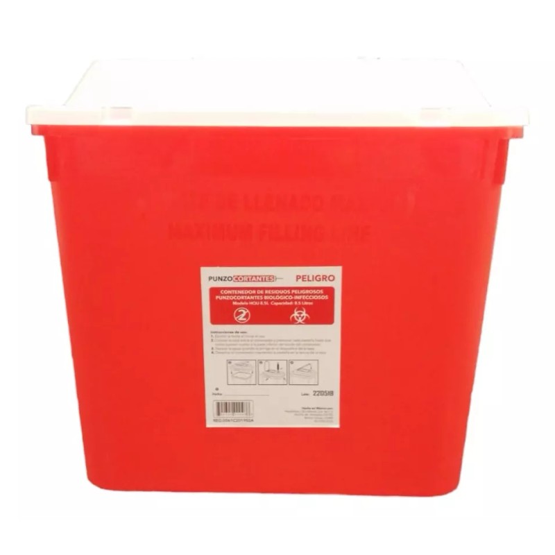 HQU Bote Contenedor De Residuos Peligrosos Punzo Safe 8.5 Litros