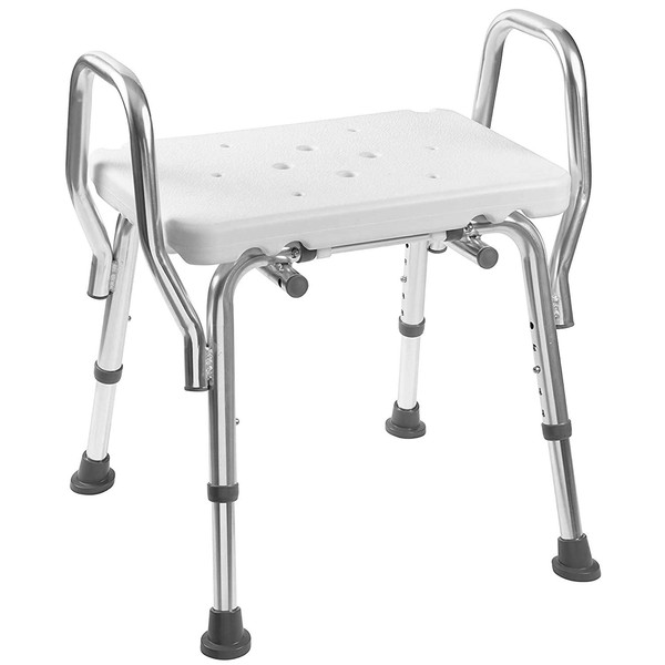 DMI Shower Chair Bath Seat for Tub or Shower Bench for Inside Shower, Made of Non Slip Aluminum with Plastic Seat, No Tools Needed, Adjustable Height, Holds Weight up to 350 Pounds, Bath Bench, White