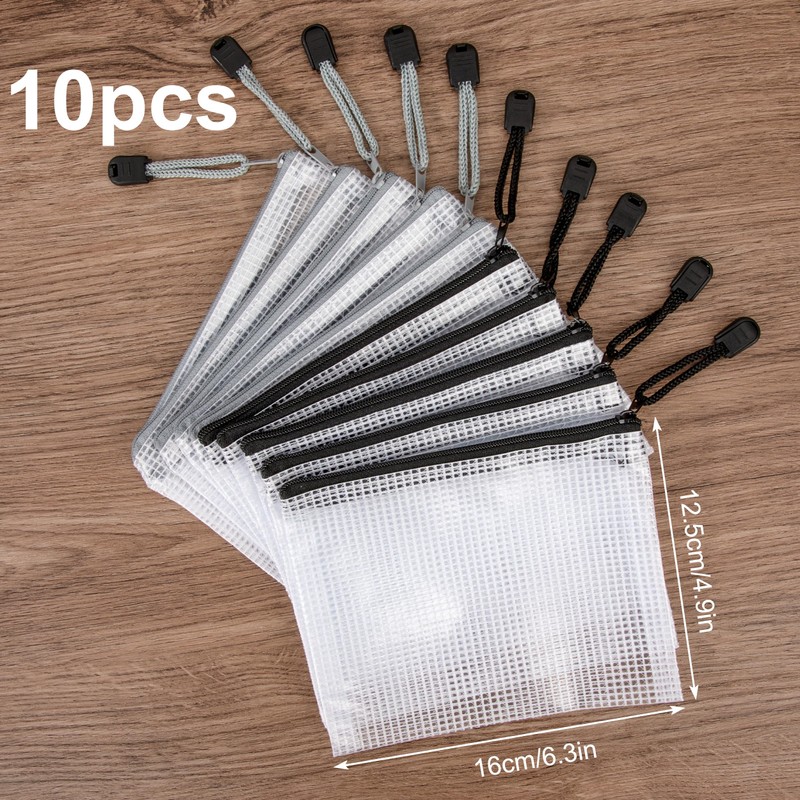 Heveer Document Bag with Zip, A6 Mesh Zip Bag, Waterproof