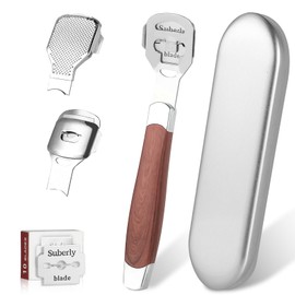 Stainless Steel Callus Slicer Foot Including 10 Replacement Blades - Callus Remover & Foot Scraper for Callus Removal, Foot File/Foot Rasp, Pedicure Set with Storage Box
