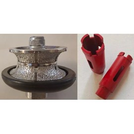 roxx tools 1 1/2" Full Bullnose V40 Profle Wheel 1 3/8" & 2" stone marble core bit hole cut