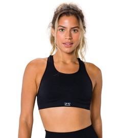 Zensah Seamless Sports Bra - Best Sports Bra for Running, Comfortable Sports Bra,Black,Small/Medium