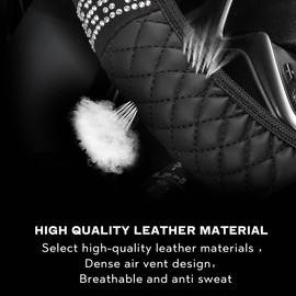 Honibaoto Bling Car Steering Wheel Cover, 15 Inch Rhinestones Soft Leather Elastic Steering Wheel Protector, PU Soft Leather with Crystal Diamond, Sparkly Crystal Diamond for Women Girls (Black)